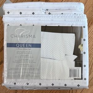 Charisma Queen Sheet Set - Black Dots on White